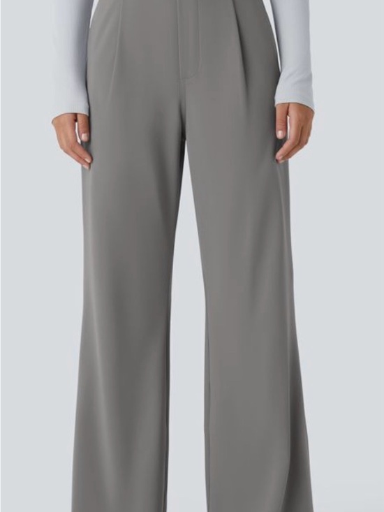 HALARA Pants - HALARA Relaxed Wide-Leg High-Waist Pants in Gray